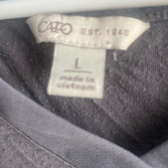 Cato Taupe Long Sleeve V-Neck Ruffle-Hem Top - Picture 2 of 2